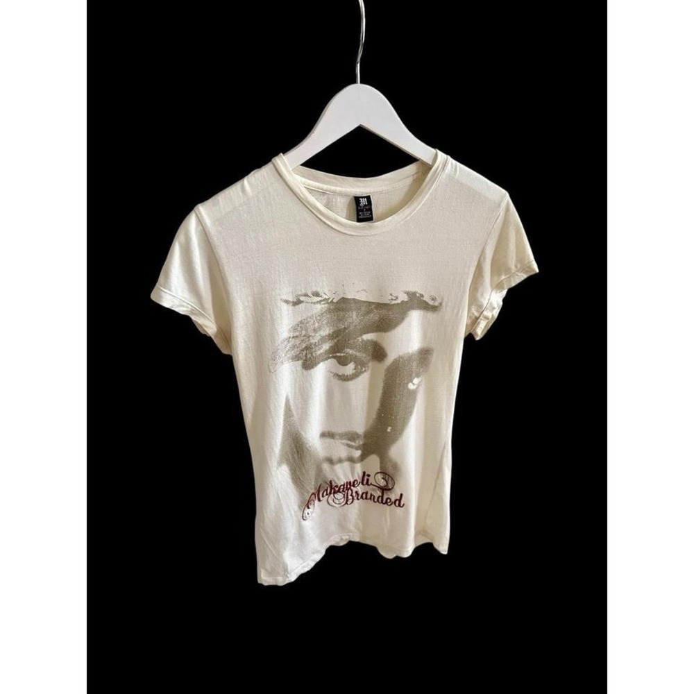 90's Makaveli Branded Womens Embroidered Tupac T Shirt Sz Small‎ Y2K Distressed